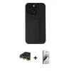 MARSİLYAN™- iPhone 14 Pro Kılıf Çekirdek Yansıma - Siyah Bilvis 3D Mat Cam Ekran Koruyucu + Gold Raze Metal Kamera Lens