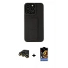 MARSİLYAN™- iPhone 14 Pro Kılıf Çekirdek Yansıma - Siyah Buffer Hayalet Cam Ekran Koruyucu + Raze Metal Kamera Lens - GD