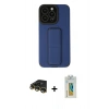 MARSİLYAN™- iPhone 14 Pro Kılıf Çekirdek Yansıma - Siyah Polymer Nano Ekran Koruyucu + Raze Metal Kamera Lens - GD