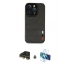 MARSİLYAN™- iPhone 14 Pro Kılıf Doruk Asil Koleksiyonu - Siyah 3D Antistatik Cam Ekran Koruyucu + Raze Metal Kamera Lens - GD