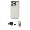 MARSİLYAN™- iPhone 14 Pro Kılıf Doruk Doku Prime - Siyah 6D Mat Seramik Hayalet Nano Ekran Koruyucu + Raze Metal Kamera Lens - GD