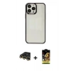 MARSİLYAN™- iPhone 14 Pro Kılıf Doruk Doku Prime - Siyah Buffer Cam Ekran Koruyucu + Raze Metal Kamera Lens - GD