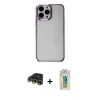 MARSİLYAN™- iPhone 14 Pro Kılıf Doruk Doku Prime - Siyah Polymer Nano Ekran Koruyucu + Raze Metal Kamera Lens - GD