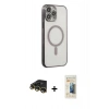 MARSİLYAN™- iPhone 14 Pro Kılıf Doruk Minimal - Siyah 6D Mat Seramik Hayalet Nano Ekran Koruyucu + Raze Metal Kamera Lens - GD