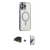 MARSİLYAN™- iPhone 14 Pro Kılıf Doruk Minimal - Siyah Bilvis 3D Mat Cam Ekran Koruyucu + Raze Metal Kamera Lens - GD