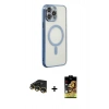 MARSİLYAN™- iPhone 14 Pro Kılıf Doruk Minimal - Siyah Buffer Cam Ekran Koruyucu + Raze Metal Kamera Lens - GD