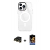 MARSİLYAN™- iPhone 14 Pro Kılıf Doruk Prime - Siyah Buffer Hayalet Cam Ekran Koruyucu + Raze Metal Kamera Lens - GD