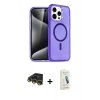 MARSİLYAN™- iPhone 14 Pro Kılıf Eksen Doku Koleksiyonu - Şeffaf Pasifik Cam Ekran Koruyucu + Raze Metal Kamera Lens - GD