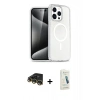 MARSİLYAN™- iPhone 14 Pro Kılıf Eksen Doku Koleksiyonu - Şeffaf Pasifik Cam Ekran Koruyucu + Raze Metal Kamera Lens - GD
