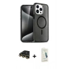 MARSİLYAN™- iPhone 14 Pro Kılıf Eksen Doku Koleksiyonu - Şeffaf Pasifik Cam Ekran Koruyucu + Raze Metal Kamera Lens - GD