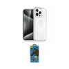 MARSİLYAN™- iPhone 14 Pro Kılıf Eksen Doku Koleksiyonu - Siyah 18D Cam Ekran Koruyucu