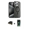 MARSİLYAN™- iPhone 14 Pro Kılıf Eksen Doku Koleksiyonu - Siyah 360 Mat Full Body Arka Koruyucu + Raze Metal Kamera Lens - GD