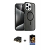 MARSİLYAN™- iPhone 14 Pro Kılıf Eksen Doku Koleksiyonu - Siyah Buffer Hayalet Cam Ekran Koruyucu + Raze Metal Kamera Lens - GD