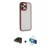 MARSİLYAN™- iPhone 14 Pro Kılıf Eksen Doku Prime - Siyah 3D Antistatik Cam Ekran Koruyucu + Raze Metal Kamera Lens - GD