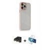 MARSİLYAN™- iPhone 14 Pro Kılıf Eksen Doku Prime - Siyah 3D Antistatik Cam Ekran Koruyucu + Raze Metal Kamera Lens - GD