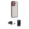 MARSİLYAN™- iPhone 14 Pro Kılıf Eksen Doku Prime - Siyah 3D Antistatik Hayalet Cam Ekran Koruyucu + Raze Metal Kamera Lens - GD