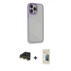 MARSİLYAN™- iPhone 14 Pro Kılıf Eksen Doku Prime - Siyah 6D Mat Seramik Hayalet Nano Ekran Koruyucu + Gold Raze Metal Kamera Lens