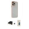 MARSİLYAN™- iPhone 14 Pro Kılıf Eksen Doku Prime - Siyah 6D Mat Seramik Hayalet Nano Ekran Koruyucu + Gold Raze Metal Kamera Lens