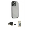 MARSİLYAN™- iPhone 14 Pro Kılıf Eksen Doku Prime - Siyah 6D Mat Seramik Hayalet Nano Ekran Koruyucu + Gold Raze Metal Kamera Lens