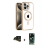 MARSİLYAN™- iPhone 14 Pro Kılıf Eksen Form Koleksiyonu - Siyah 360 Mat Full Body Arka Koruyucu + Raze Metal Kamera Lens - GD