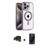 MARSİLYAN™- iPhone 14 Pro Kılıf Eksen Form Koleksiyonu - Siyah 3D Antistatik Hayalet Cam Ekran Koruyucu + Raze Metal Kamera Lens - GD