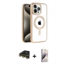 MARSİLYAN™- iPhone 14 Pro Kılıf Eksen Form Koleksiyonu - Siyah Bilvis 3D Mat Cam Ekran Koruyucu + Raze Metal Kamera Lens - GD