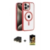 MARSİLYAN™- iPhone 14 Pro Kılıf Eksen Form Koleksiyonu - Siyah Buffer Cam Ekran Koruyucu + Raze Metal Kamera Lens - GD
