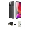 MARSİLYAN™- iPhone 14 Pro Kılıf Eksen Form Prime - Şeffaf Pasifik Cam Ekran Koruyucu + Raze Metal Kamera Lens - GD