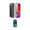 MARSİLYAN™- iPhone 14 Pro Kılıf Eksen Form Prime - Siyah 18D Cam Ekran Koruyucu