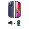 MARSİLYAN™- iPhone 14 Pro Kılıf Eksen Form Prime - Siyah 18D Cam Ekran Koruyucu + Raze Metal Kamera Lens - GD