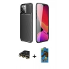 MARSİLYAN™- iPhone 14 Pro Kılıf Eksen Form Prime - Siyah 18D Cam Ekran Koruyucu + Raze Metal Kamera Lens - GD