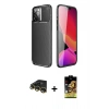 MARSİLYAN™- iPhone 14 Pro Kılıf Eksen Form Prime - Siyah Buffer Cam Ekran Koruyucu + Gold Raze Metal Kamera Lens