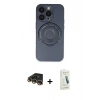 MARSİLYAN™- iPhone 14 Pro Kılıf Eksen Klasik Prime - Şeffaf Pasifik Cam Ekran Koruyucu + Raze Metal Kamera Lens - GD