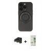 MARSİLYAN™- iPhone 14 Pro Kılıf Eksen Klasik Prime - Siyah 20D Premium Cam Ekran Koruyucu + Raze Metal Kamera Lens - GD