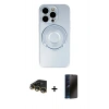 MARSİLYAN™- iPhone 14 Pro Kılıf Eksen Klasik Prime - Siyah 3D Antistatik Hayalet Cam Ekran Koruyucu + Raze Metal Kamera Lens - GD