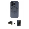 MARSİLYAN™- iPhone 14 Pro Kılıf Eksen Klasik Prime - Siyah 3D Antistatik Hayalet Cam Ekran Koruyucu + Raze Metal Kamera Lens - GD