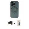 MARSİLYAN™- iPhone 14 Pro Kılıf Eksen Klasik Prime - Siyah 6D Mat Seramik Hayalet Nano Ekran Koruyucu + Raze Metal Kamera Lens - GD