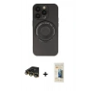 MARSİLYAN™- iPhone 14 Pro Kılıf Eksen Klasik Prime - Siyah 6D Mat Seramik Hayalet Nano Ekran Koruyucu + Raze Metal Kamera Lens - GD