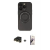 MARSİLYAN™- iPhone 14 Pro Kılıf Eksen Klasik Prime - Siyah Bilvis 3D Mat Cam Ekran Koruyucu + Raze Metal Kamera Lens - GD