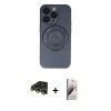 MARSİLYAN™- iPhone 14 Pro Kılıf Eksen Klasik Prime - Siyah Bilvis 3D Mat Cam Ekran Koruyucu + Raze Metal Kamera Lens - GD