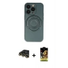MARSİLYAN™- iPhone 14 Pro Kılıf Eksen Klasik Prime - Siyah Buffer Cam Ekran Koruyucu + Raze Metal Kamera Lens - GD