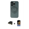 MARSİLYAN™- iPhone 14 Pro Kılıf Eksen Klasik Prime - Siyah Buffer Hayalet Cam Ekran Koruyucu + Raze Metal Kamera Lens - GD