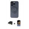 MARSİLYAN™- iPhone 14 Pro Kılıf Eksen Klasik Prime - Siyah Buffer Hayalet Cam Ekran Koruyucu + Raze Metal Kamera Lens - GD