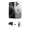 MARSİLYAN™- iPhone 14 Pro Kılıf Eksen Minimal Özel Seri - Siyah Bilvis 3D Mat Cam Ekran Koruyucu + Raze Metal Kamera Lens - GD