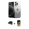 MARSİLYAN™- iPhone 14 Pro Kılıf Eksen Minimal Özel Seri - Siyah Buffer Cam Ekran Koruyucu + Raze Metal Kamera Lens - GD