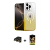MARSİLYAN™- iPhone 14 Pro Kılıf Eksen Minimal Özel Seri - Siyah Buffer Cam Ekran Koruyucu + Raze Metal Kamera Lens - GD