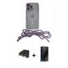 MARSİLYAN™- iPhone 14 Pro Kılıf Eksen Özel Seri - Siyah 3D Antistatik Hayalet Cam Ekran Koruyucu + Raze Metal Kamera Lens - GD