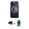 MARSİLYAN™- iPhone 14 Pro Kılıf İz Form - Siyah 18D Cam Ekran Koruyucu + Raze Metal Kamera Lens - GD