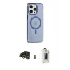 MARSİLYAN™- iPhone 14 Pro Kılıf Kıvılcım Asil Özel Seri - Siyah Bilvis Hayalet Cam Ekran Koruyucu + Raze Metal Kamera Lens - GD