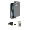 MARSİLYAN™- iPhone 14 Pro Kılıf Kıvılcım Çizgi Serisi - Siyah 6D Mat Seramik Hayalet Nano Ekran Koruyucu + Raze Metal Kamera Lens - GD